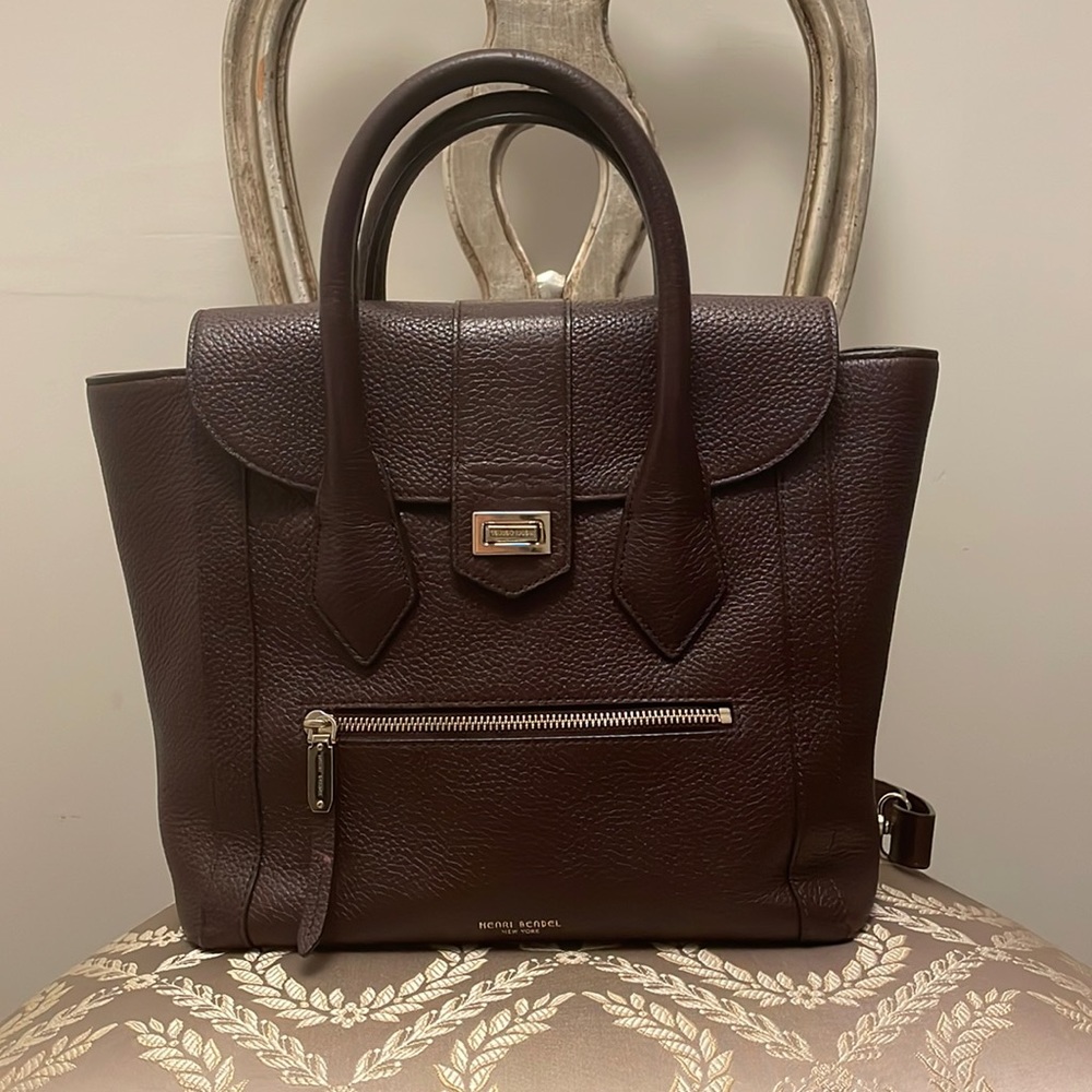 Henri Bendel RIVINGTON CONVERTIBLE FLAP BACKPACK MAROON COLOR